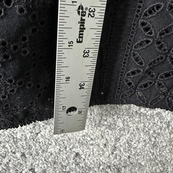 Free People Dress Womens Large Black Eyelet Lace V Neck Mini Lined Boho Fitted - Picture 3 of 7